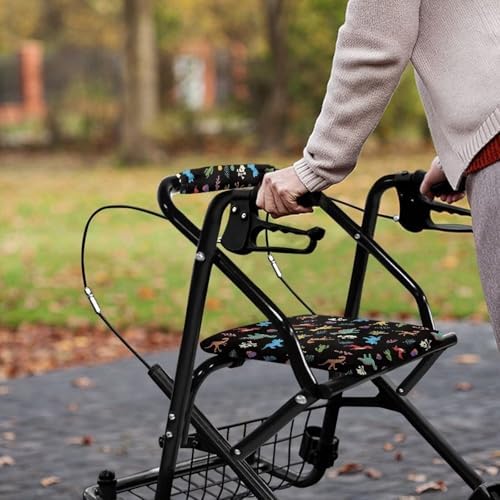 Dinosaur Walker Seat Cover for Seniors - Cute Pattern Rollator Accessories With Backrest Cover - Decorative Gifts for Men