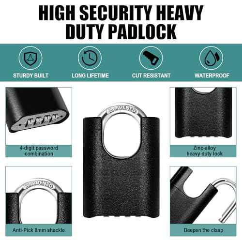 Heavy Duty Combination Lock with Chain,47 inch Long,8mm Thick £¬Safety Chain Locks with Code,Padlock with Chain for Motorcycles, Bicycle, Door, Gate, Fence,Warehouses, Garage(Lock and Chain)