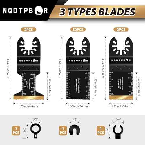 54 PCS Oscillating Saw Blades Professional Universal Wood Multitool Blades Titanium Oscillating Tool Blade for Metal Nails, Wood and Plastic Multi Tool Blades Kits Fit All Models (54PCS)