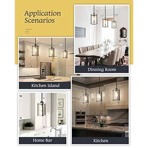 Farmhouse Pendant Light Fixtures, 1-Light Rustic Oak White Pendant Light Fixtures, Mini Glass Hanging Lighting with Rod for Kitchen Island Bar Bedroom, Adjustable Length, OS-3015