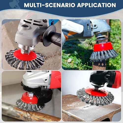 10pcs Wire Wheel for 4 1/2 Angle Grinder Wire Wheel Brush Cup Set with Threaded Arbor, Angle Grinder Wire Wheel for Rust, Corrosion, Paint Removal