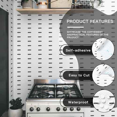 Heroad Black and White Wallpaper Peel and Stick Modern White Wall Paper Geometric Contact Paper Renter Friendly Removable Self-adhesive Waterproof for Bathroom Bedroom Cabinet and Drawer 17.3" x 78.7"