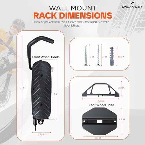 Foldable Bike Rack 1-Pack, Space Saving Vertical Bike Wall Mount with Adjustable 150¡Æ Rotating Hanger, Easy Garage, Indoor, or Shed Installation