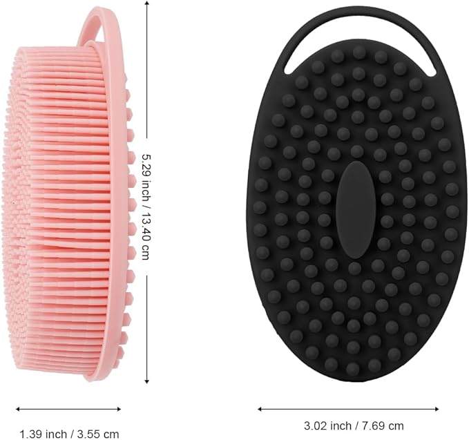 Soft Silicone Body Scrubber 6 PCS Silicone Body Shower, Silicone Loofah 2 in 4 Bath and Shampoo Brush, Body Scrubber Shower Cleaning Exfoliating Use for Sensitive Skin, Lather Well