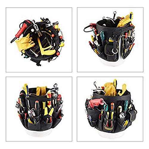 Bucket Tool Organizer, 56 Pockets, Bucket Tool Caddy Organization for Garden Yard Lawn, Construction, Carpenter, Electrician, for Most Buckets, Tote and Bucket Organizer