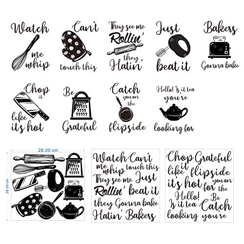 Kitchen Quotes Wall Stickers Lettering Wall Decal Kitchenware with Sayings Decoration for Kitchen Dining Baking Room Restaurant Decoration