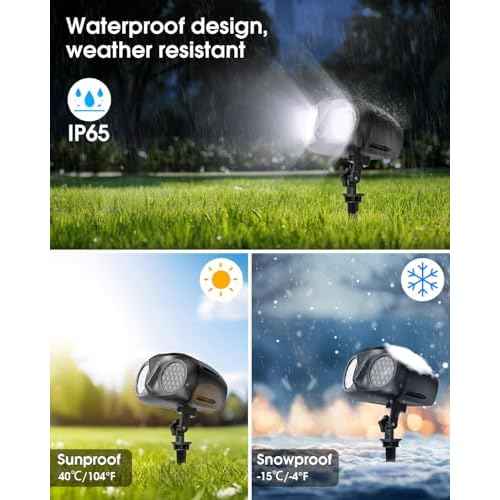 Christmas Snowflake Projector HD Lights Outdoor, Dual-Head Snowfall Led Lights with Remote, IP65 Waterproof, for Halloween Xmas New Year Holiday Party Decoration