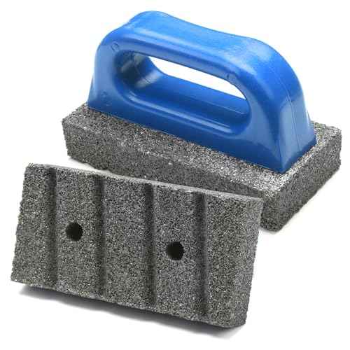 Wenqik 2 Pcs Rub Brick with Handle Concrete 20 Grit Masonry Tools Smoothing Cleaning Removing Marks Tool(Blue)