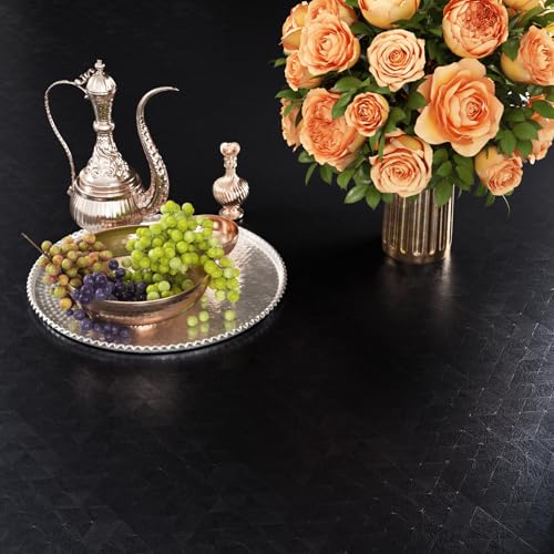 CRE8TIVE Black Peel and Stick Wallpaper Textured Modern Black Contact Paper for Cabinets Countertops Waterproof Triangle Diamond Geometric Removable Wallpaper for Bedroom Bathroom Accent Walls 12"x80"
