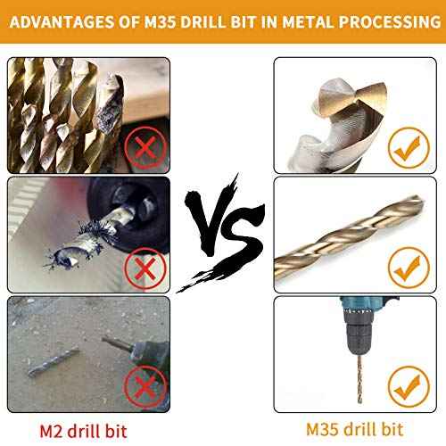 5/32 Inch Cobalt Drill Bit Set, M35 Jobber Length Twist Drill Bits,Suitable for Drilling in Hard Metal, Stainless Steel, Cast Iron,10 Pieces