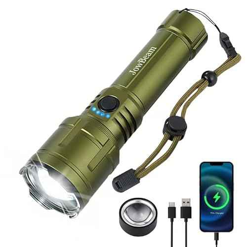 Tactical Flashlight High Lumens, 5000mAh USB-C Rechargeable, 3000lm Bright Flashlights 5000 FT Beam, 5 Modes, Zoomable, 7-32H Runtime, with Lens, for Camping, Hiking, Emergencies