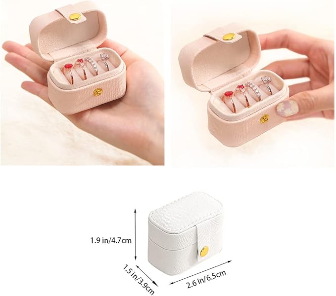 Travel Jewelry Ring Case,Small Jewelry Ring Box,Ring Holder,Mini Jewelry Case Portable Storage Case, for Women Girls, for Travel,Business,Wedding,Bridesmaid Gift (White)