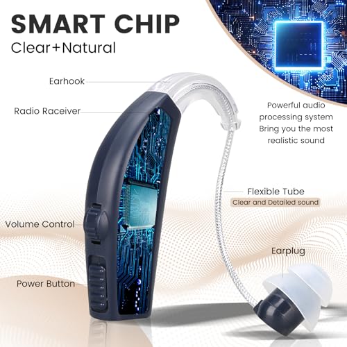 Hearing Aids Hearing Amplifiers for Seniors Rechargeable with Noise Cancelling Hearing Aid Loss Amplifier Seniors and Adults with Charging Case-Black