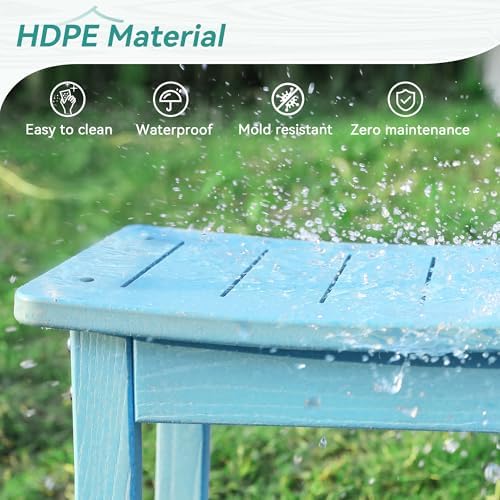 HDPE Shower Bench Stool, Waterproof Shower Seat for Inside Shower, Shower Stools for Shaving Legs with Storage Shelf for Bathroom, Light Blue