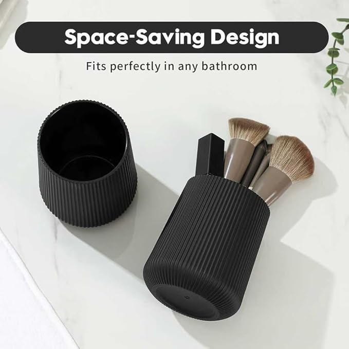 YAUKPH Black Striped Toothbrush Holder for Electric Toothbrushes Bathroom Organizer Cup for Toothpaste Kids & Adults