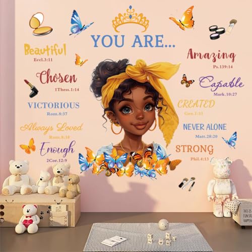 Black Girl Magic Wall Stickers Decals Butterflies Inspirational Positive Word Wall Decal Peel and Stick Butterflies Wall Art Decals for Girls Bedroom Baby Nursery Kids Bedroom