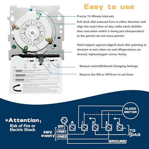 T104M Electromechanical Timer Switch Versatile Scheduling Manual Override,1-12 Cycles Per Day