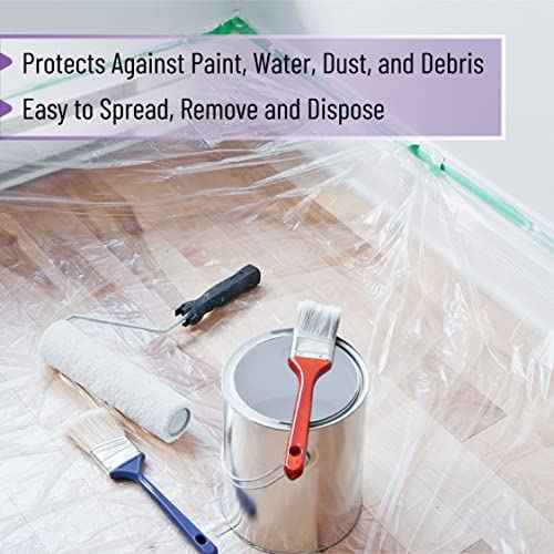 Bates Plastic Drop Cloths - 2 Pack, 6x9 Feet, Clear Plastic Tarp for Painting