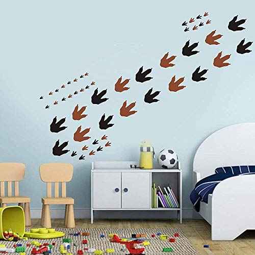 Dinosaur Footprints Wall Decals (56pcs) 4 Size Dinosaur Tracks Decals Dinosaur Decor Baby Nursery Decals Removable Peel and Stick Vinyl Decals for Boy Bedroom Decorations