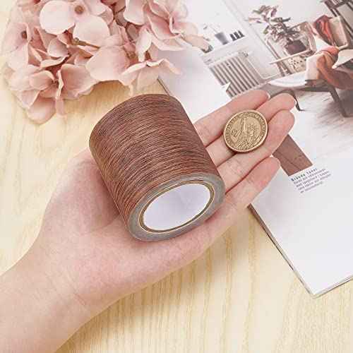 GORGECRAFT 2.2 Inch x 15Ft Wood Textured Adhesive Repair Tape Self Adhesive Patch Realistic Wood Grain Repair Tape High-Adhesive Repair Tape Simulation for Chair Floor Furniture(Coconut Brown)