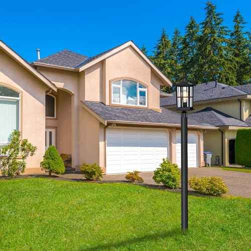 Accessories 3" x 84" Outdoor Light Post in Black for for Outdoor Residential Porch, Terrace, Courtyard, Garden, Driveway, Family Lawn,Walkway