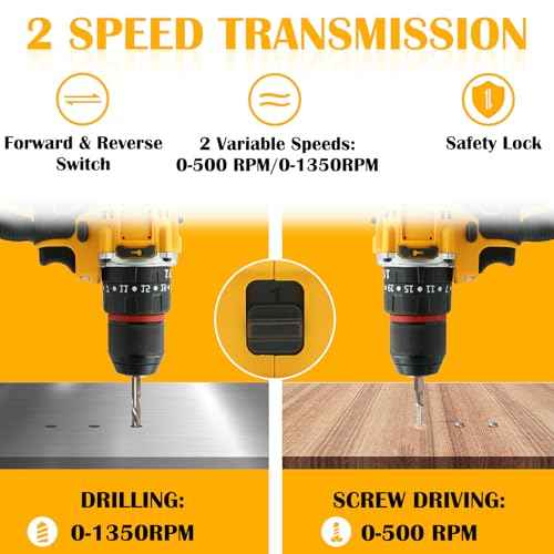 20V MAX Cordless Drill, Power Tool Combo Kit with Battery and Charger, 23pcs Drill Bits, Variable Speed, for DIY/Wood/Wall/Metal/Home Repair