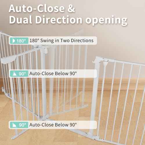 Extra Wide Baby Gate, 30" Tall 47" Wide Configurable Baby Gate Fireplace Safety Fence, Metal Pet Safety Playpen for Toddler/Pet/Dog Christmas Tree Fence (Whtie, 2-Panel)