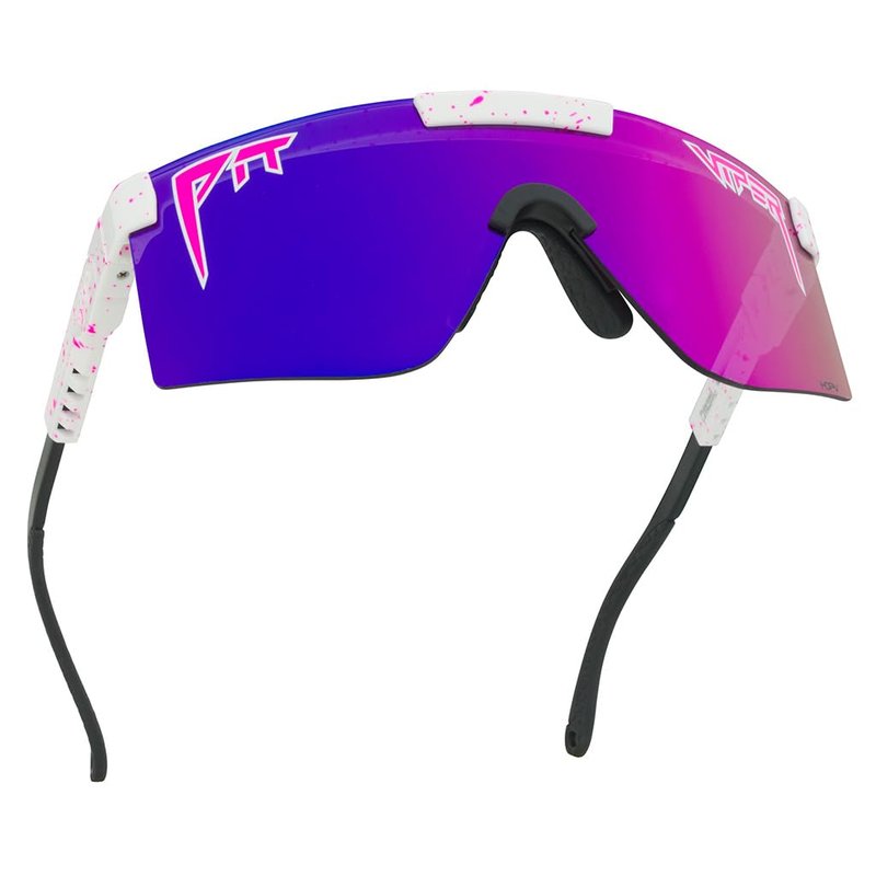 Pit Viper Sunglasses I The Original 2.0 I Regular Fit I HDPV Polarized Lens, Indestructible Frame I Turbo Adjustable for Perfect Fit I Micro Fiber Bag & Retainer Straps I Pink-Purple Lens, White Frame