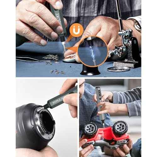 68pcs Electric Screwdriver Set, Mini Precision Screwdriver 3.7V Power Screwdriver- 64 S2 Magnetic Bits, 5 Torque Settings, 4 LED Lights, Repair Tool for Work Phone Camera Laptop Watch