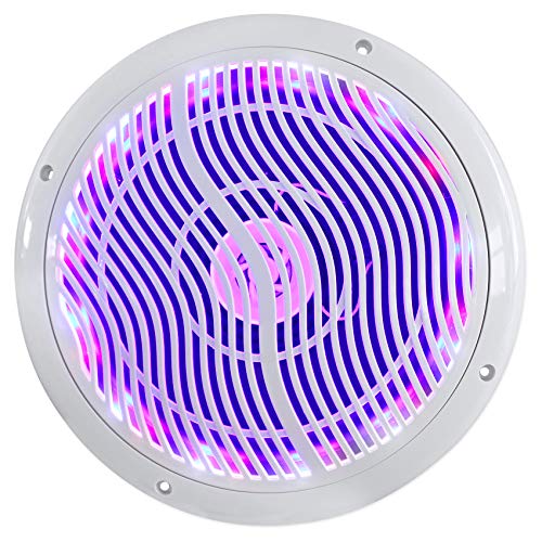 Rockville RMC80LW 8" Marine Speakers, 800W 2-Way, White, Multi-Color LED Lighting with Remote, Waterproof and UV Resistant for Boats and Outdoor