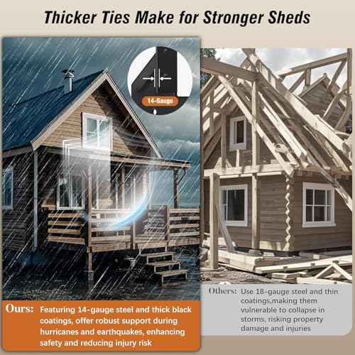 14-Gauge(2MM) Hurricane Ties for Rafters, 40 Pack Strong Hurricane Straps Brackets, Hot Dip Galvanized Powder Coating Hurricane Clips Joist Hangers for 2X Deck Joists, Roof Trusses, Black