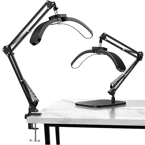 Half Moon Light for Nail Desk, 22W LED Lash Light with Adjustable Arm, Desk Clamp & Base, Foldable Nail Tech Lamp for Manicure, Eyelash Extensions, Beauty, Tattoo, Esthetician
