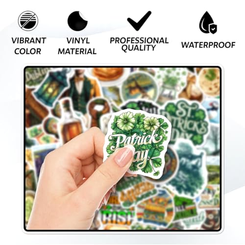 108 PCS Irish Stickers, Waterproof Vinyl Decals, Irish Themed Decorations for Laptop, Water Bottle, Journals, Scrapbooks, Ireland Travel Souvenir Sticker Pack for Teens, Adults