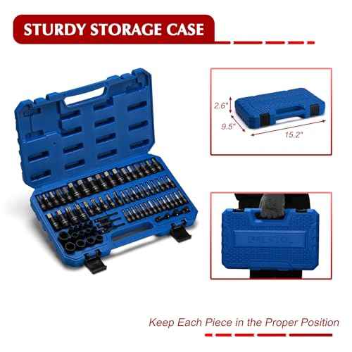 EMENTOL 71-Piece Torx Bit & Hex Bit Socket Set, Master SAE/Metric, 1/4", 3/8" and 1/2" Drive, S2 and CrV Steel, Includes E4-E24, Socket/Drill Adapter