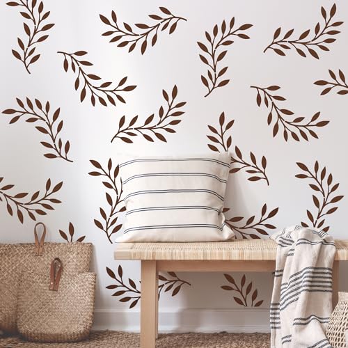 Vine Olive Branch Leaf Wall Stencils for Painting Large Pattern on Wall, Reusable Decorative Botanical Tree Leaves Template for Modern Floral Scandinavian Boho Painting Wall Art D?cor
