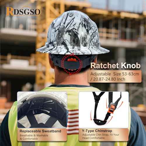 Full Brim Hard Hats ANSI/ISEA Z89.1 Type I Class E Certified 6-Point Suspension Lightweight Adjustable Safety Helmet for Construction Industrial