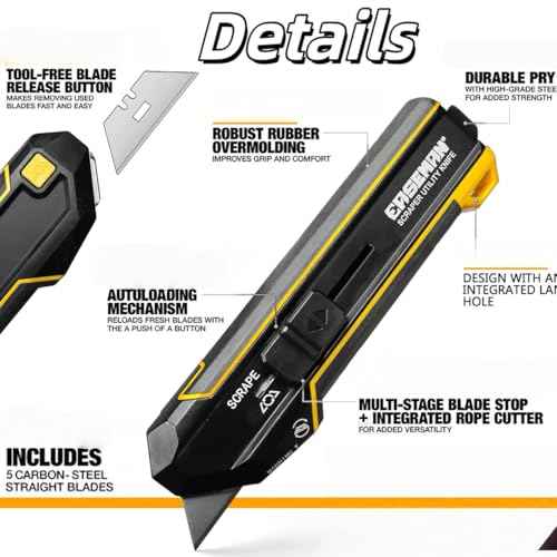 3-in-1 Utility Knife and Scraper with Built-In Blade Storage, Scraper Utility Knife with 5pcs Replacement Blades £¬Cutting Scraping Tool (5pcs blades)