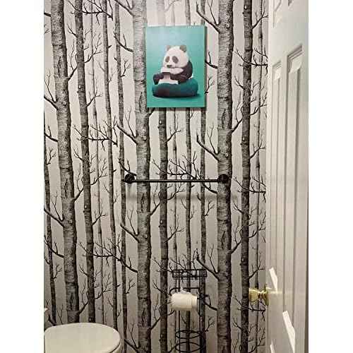 Birch Tree Peel & Stick Shiplap Black/White Removable Wallpaper - Self Adhesive, Waterproof & Shelf Liner - Home Decoration - 17.7" x 118"