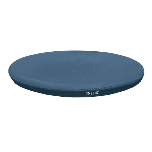 INTEX 28020E Pool Cover: For 8ft Round Easy Set Pools – Includes Rope Tie – Drain Holes – 12in Overhang – Snug Fit