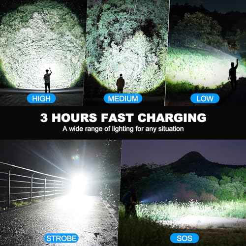 Rechargeable Led Flashlight High Lumens - 99,000lm Bright Powerful Flash Light with 5 Modes, Waterproof Handheld Linterna for Home, Camping(3 Packs)