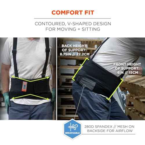 Ergodyne ProFlex 1400UN Back Support Belt, 8.75" Spandex, Universal Size, Fits Waist 28"-46 inches, Black