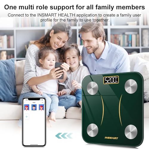 INSMART Smart Scale for Body Weight,Accurate Digital Weight Scale and Fat Percentage,Bluetooth Body Fat Scale with BMI Muscle Mass,16 Body Composition,Health Monitor Analyzer with APP Sync (Green)