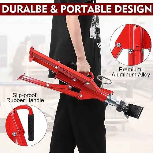 28-52 Inch V Head Pipe Jack Stand, Adjustable Height, 2500 Lb Load Capacity, Heavy Duty Carbon Steel Body, Steel Jack Stands with Portable Folding Legs