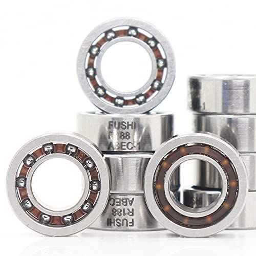 R188 Open Deep Groove Ball Bearing, 1/4" mmx1/2 mmx3/16 mm Fidget Spinner Bearing with Nylon Caged (10 PCS)