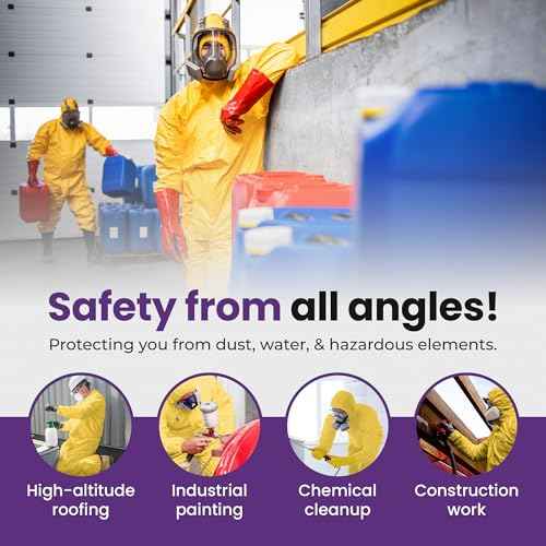 AXEL Yellow Hazmat Suits Disposable | 8 Size Options | 1 Pack, 5 Pack, or 20 Pack | Breathable Protective Coveralls with Hood