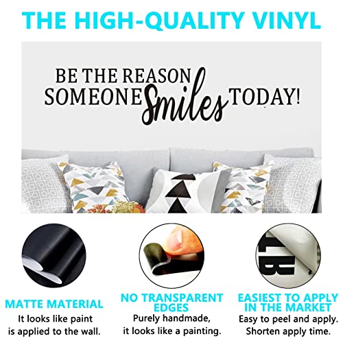 Wall Decals, Wall Stickers Living Room, (Easy to Apply), Vinyl Art Decor Quotes Living Room Nursery Bedroom Kids Baby Boys Girls Family Home Word Sign Saying, Be The Reason Someone Smiles Today 26"X6"