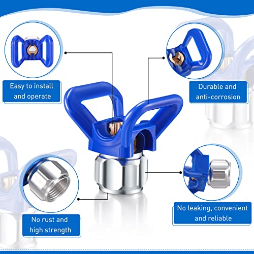 3 Pieces Spray Tips Airless Paint Spray Gun Sprayer Tip Guard Nozzle Seat Replacement for Airless Spray Paint Tip Nozzle Blue Airless Spray Paint Nozzle and Guard for Sprayer