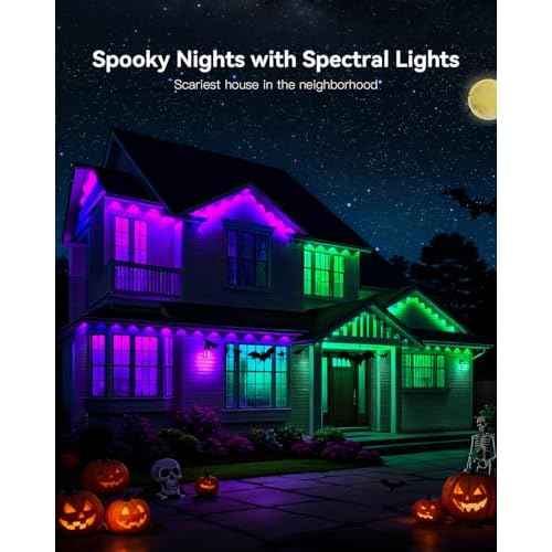 Ollny 50FT 30LED Permanent Outdoor Lights, APP Control RGB Outdoor Lights 100 Scene Modes with Remote, DIY Music Modes Christmas Light for Holiday Xmas Halloween Decorations