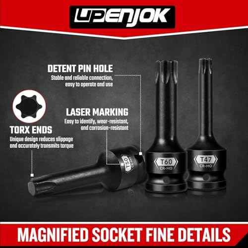 8-Pieces 1/2" Drive Impact Torx Bit Socket Set, T30 T40 T45 T47 T50 T55 T60 T70, Impact Star Bit Socket Set with Storage Case, Professional Master Repair Socket Kit, Cr-Mo Steel