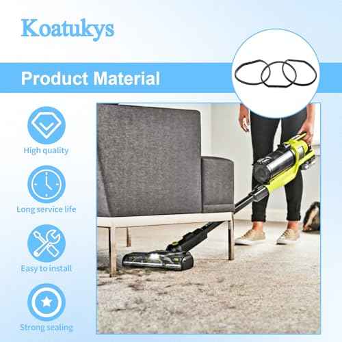 Replacement Gasket for Ryobi 18v Stick Vacuum Cordless Dust Bin Lid, Compatible with PCL720, PBLSV716, PBLSV717 - Canister Missing Seal Attachments (3/Pack)
